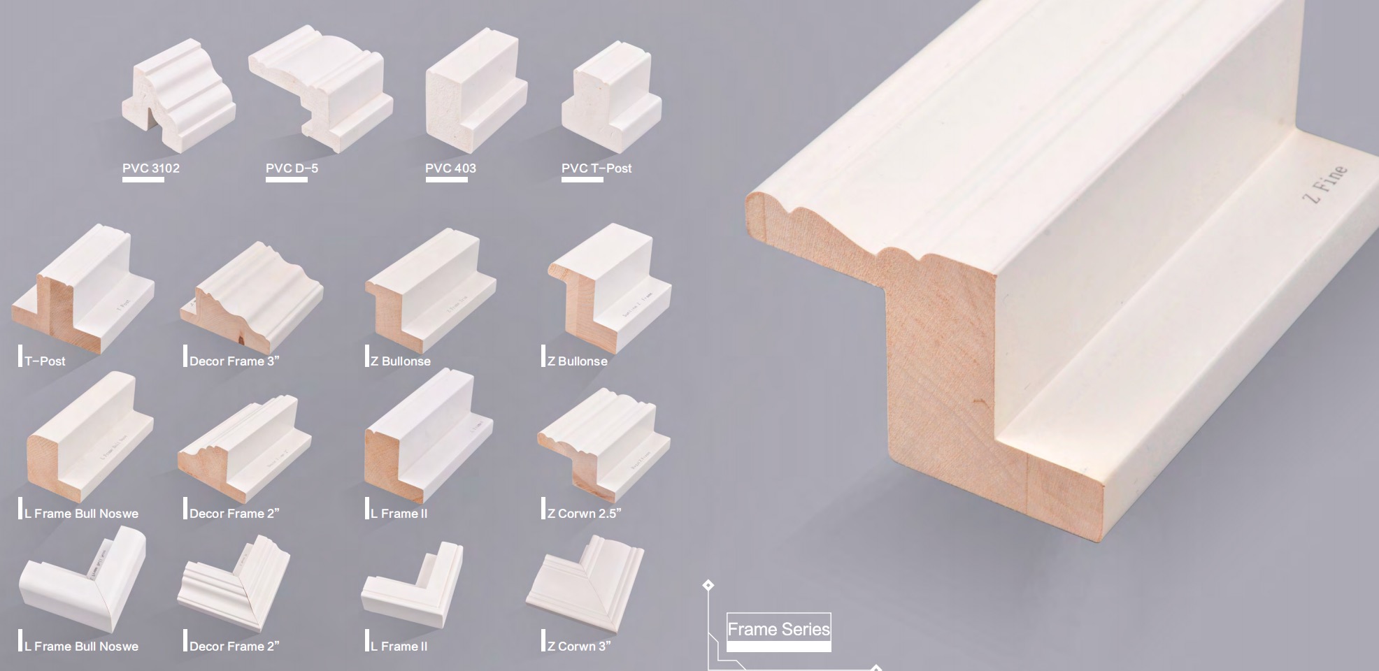 Shutter frame profile options and section details